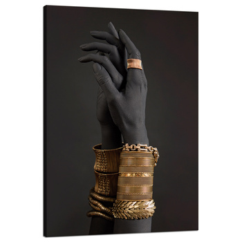Canvas Print Gold Bracelets on Hands Jewelry 80x120 cm