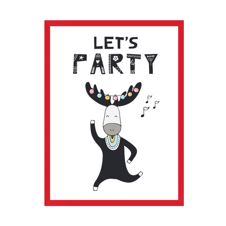 Let's party Birthday Poster 21X29.7 cm + red frame