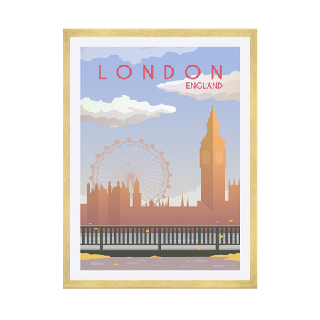 Poster of the City of London 40X50 cm + gold frame