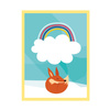 Children's fox rainbow poster 40X50 cm + yellow frame