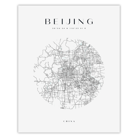 Poster Beijing city map circle 40X50 cm + gold frame