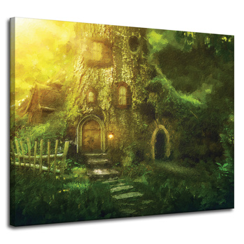 Canvas Print Tree House Oil Art 100x80 cm