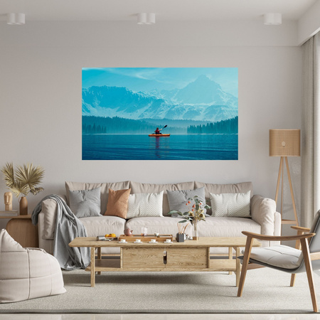 Canvas Print Man on Kayak Mountains Water Nature 100x80 cm