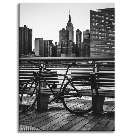 Canvas Print Architecture Bicycle against the background of the city 30x40 cm