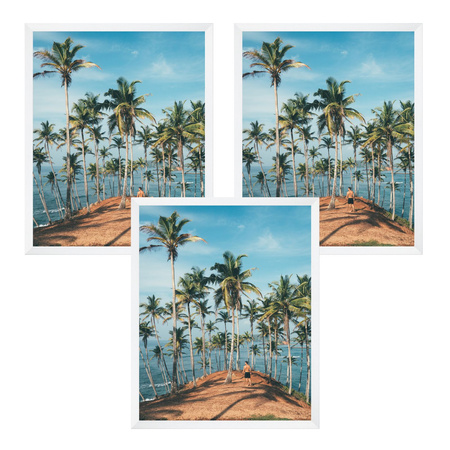 3x White Frame 50x70, I L13,15,063, white varnish + plexiglass embossing