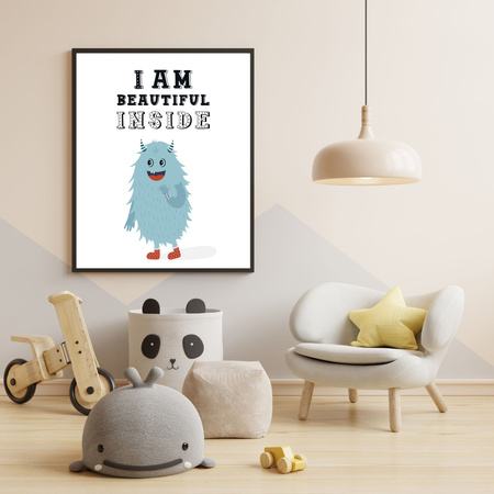 Children's poster I am beautiful inside 40X50 cm + amaranth frame