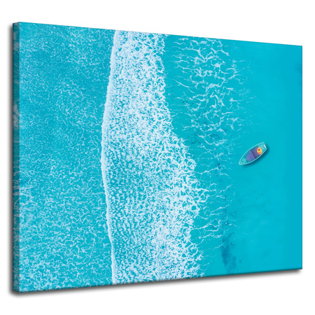 Canvas Print Blue Boat Waves Water Ocean 100x80 cm