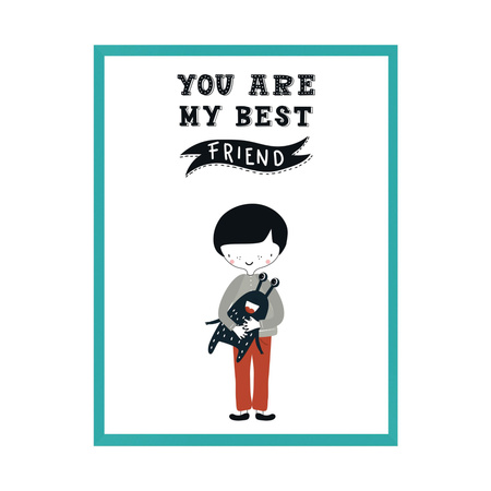 Children's poster You are may best friend 40X50 cm + turquoise sea frame