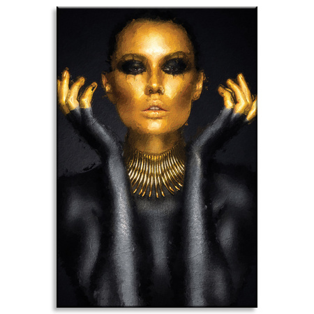Canvas Print Woman Golden Face and Fingers 80x120 cm