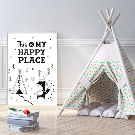 Children's poster This is my happy place 40X50 cm + gold frame