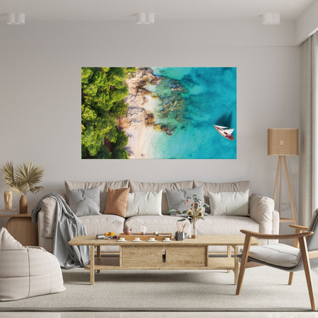Canvas Print Coast Forests Water Rocks Shore 100x80 cm