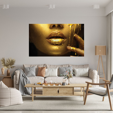 Canvas Print Golden Woman Face Golden Lips 100x80 cm