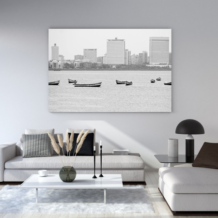 Canvas Print Architecture Boats against the background of the city 40x30 cm