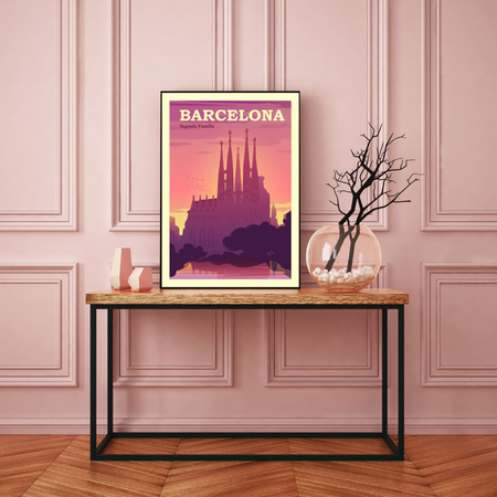 Barcelona City Poster 40X50 cm + gold frame