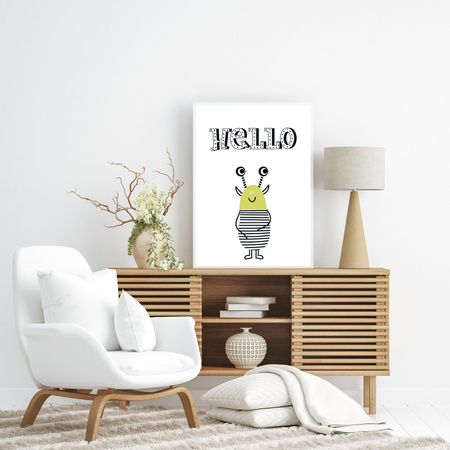 Poster Children's Hellow potworki_2 40X50 cm + gold frame