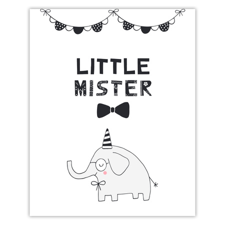 Little mister Birthday Poster 40X50 cm + turquoise sea frame