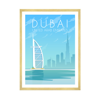 Dubai City Poster 40X50 cm + gold frame