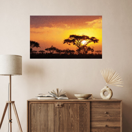 Canvas Print Savannah Tree Sunset 100x80 cm
