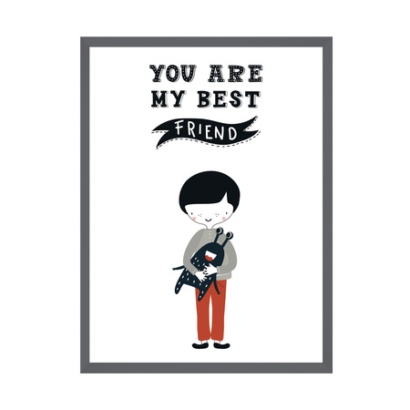 Children's poster You are may best friend 40X50 cm + gray stone frame