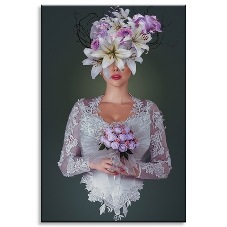Canvas Print Woman in White Dress Nature 80x120 cm