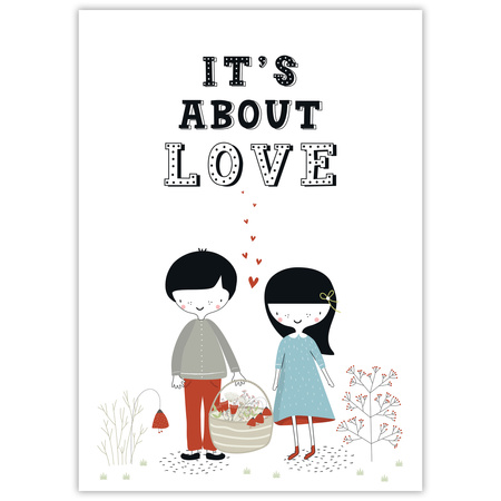 Children's poster It's about love 50X70 cm + silver frame