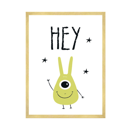 Children's Hey poster 40X50 cm + gold frame