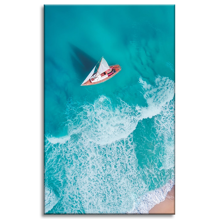 Canvas Print Sailboat Waves Sand Shore 50x80 cm