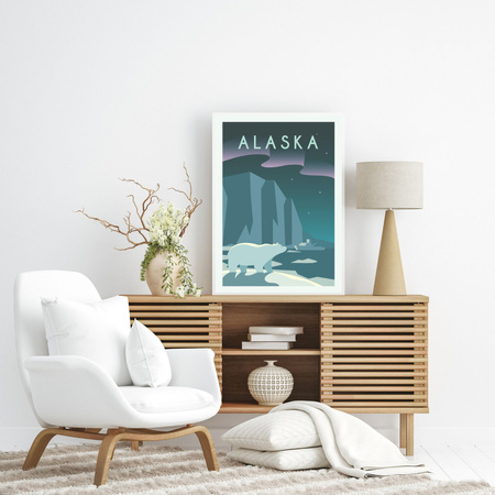 Alaska Cities poster 40X50 cm + gold frame