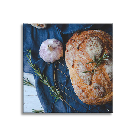 Canvas Print Bread Garlic Breakfast Rosemary Vintage 90x90