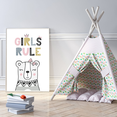 Poster Children's Girls rule 40X50 cm + gold frame