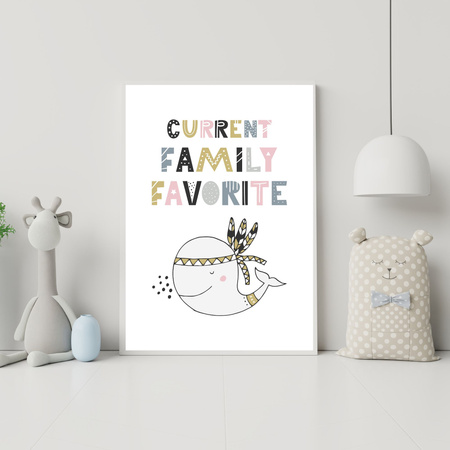 Children's poster Current family favorite 40X50 cm + gold frame