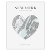 Poster New York city map heart 40X50 cm + gold frame