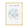 Poster Abu Dhabi city map circle 40X50 cm + gold frame
