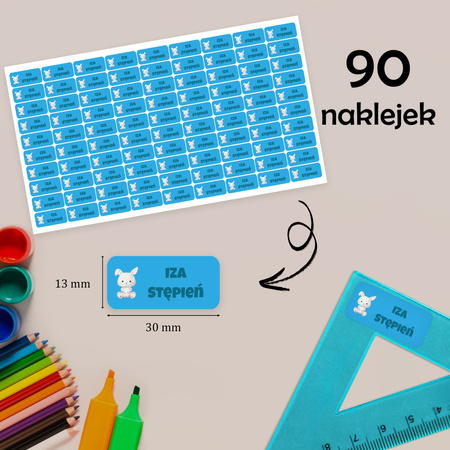 Personalized Waterproof Name Stickers for Kindergarten and School 30x13 mm
