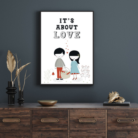 Children's poster It's about love 40X50 cm + turquoise sea frame
