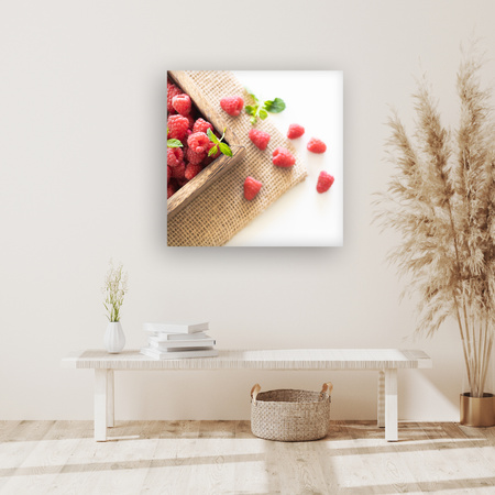 Canvas Print Freshness of Summer Raspberries Fruit Spring 90x90