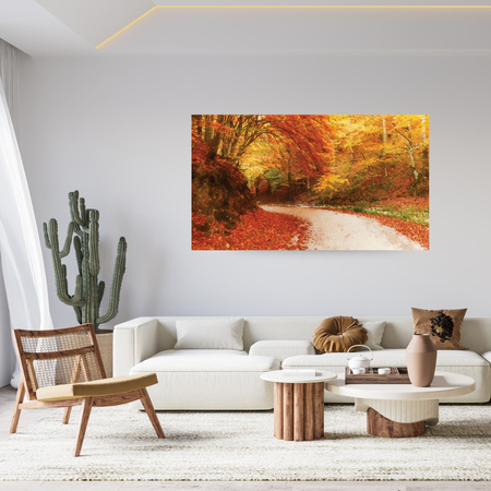 Canvas Print Path in Autumn Forest Colorful Leaves 100x80 cm