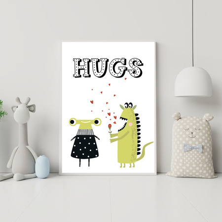 Baby Hugs poster 40X50 cm + gold frame