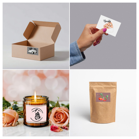 STICKERS with LOGO Rectangular with print Waterproof Text Photo 60x40 mm