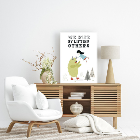 Children's poster We rise by lifting others 40X50 cm + yellow frame