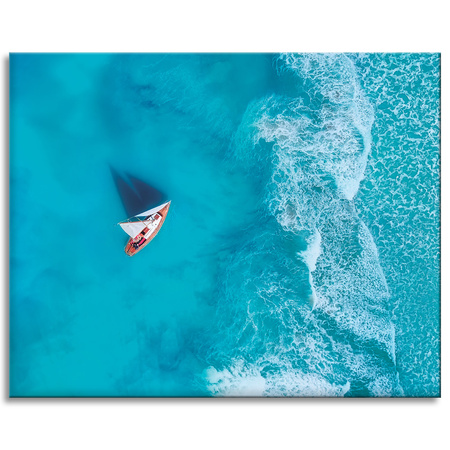 Canvas Print Sailboat Water Ocean Waves 100x80 cm