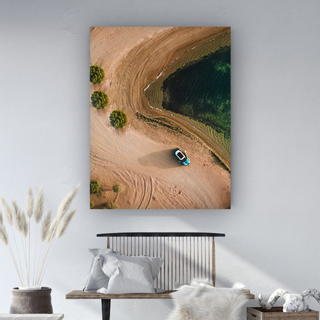 Canvas Print Car Sand Trees Water Summer 80x120