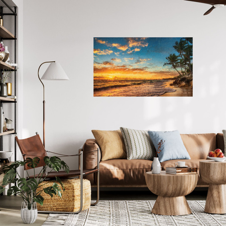 Canvas Print Sunset Beach Palm Trees Sky 100x80 cm