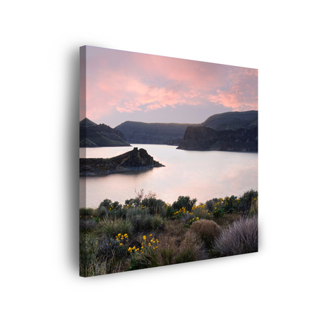 Canvas Print Nature Mountains Water Sky Flowers Plants 90x90