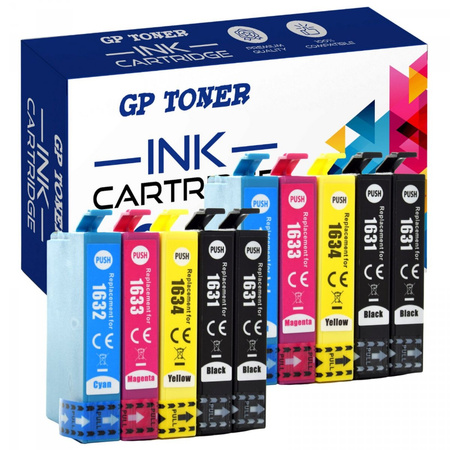 10x Replacement Ink for Epson T1631 T1632 T1633 T1634 Epson WorkForce WF-2010W WF-2500 Series WF-2510WF WF-2520NF WF-2530WF GP-E1636CMYKK x2 SET