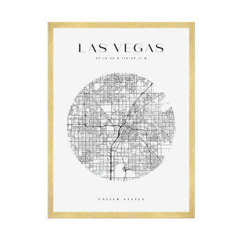Poster Las Vegas city map circle 40X50 cm + gold frame