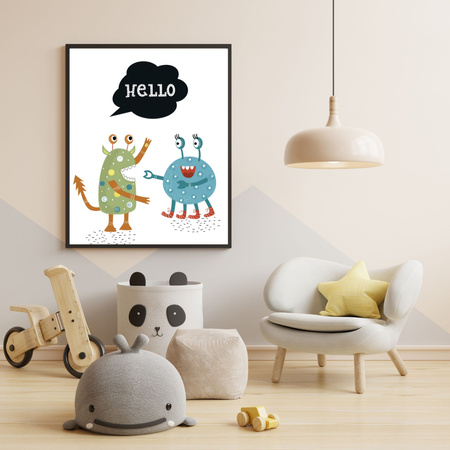 Poster Children's Hellow Monsters 40X50 cm + gold frame