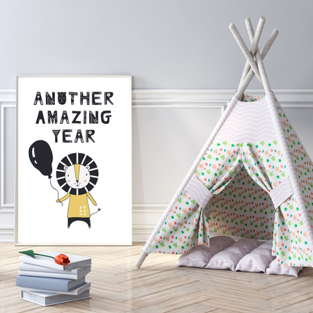 Another amazing year Birthday Poster 21X29.7 cm + amaranth frame