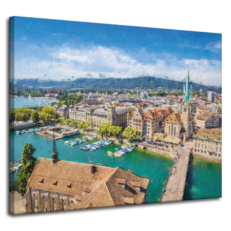 Canvas Print Pastel City Art Summer Landscape 100x80 cm