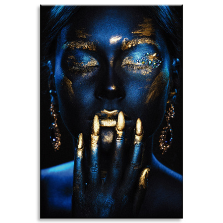 Canvas Print Posing Woman Golden Fingers Art 80x120 cm